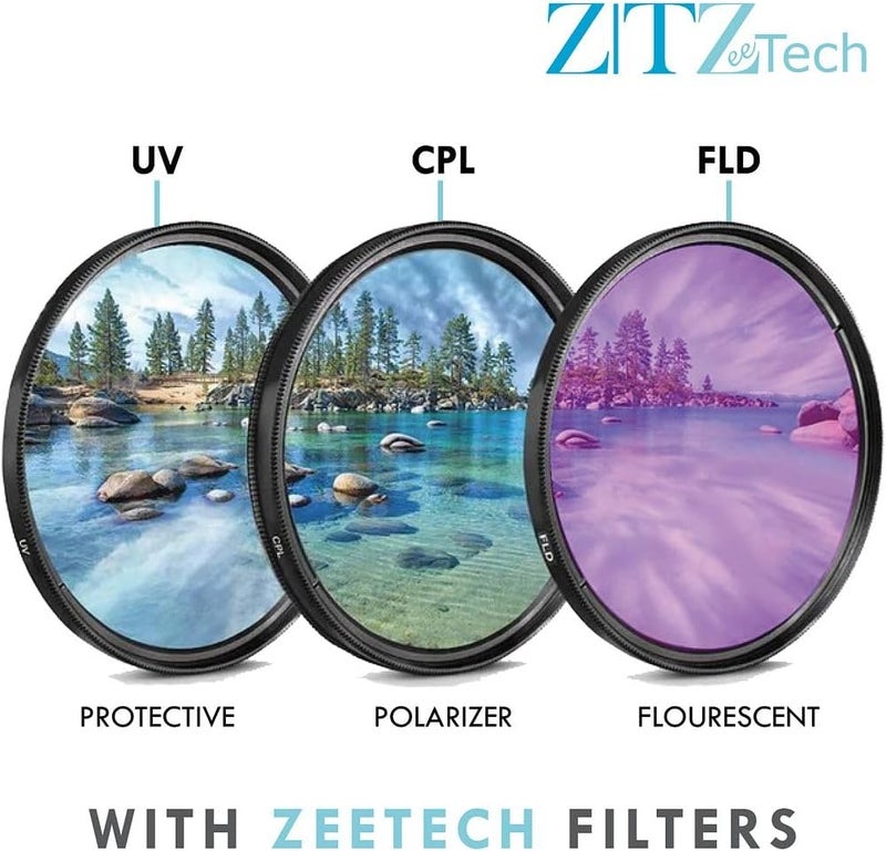 ZeeTech 49mm Accessory Bundle for Canon EOS: R50, R100, M5, M6 Mark II, M6, R10 + LP-E17 Battery + 64GB Memory Card + Battery Charger + Wide Angle + Telephoto Lens + Backpack + Tripod + More (24pc Bundle) - Image 4